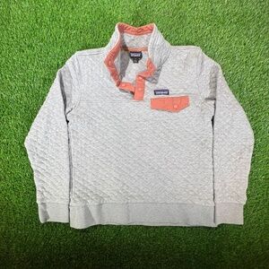 Patagonia Women's Organic Cotton Quilt Snap-T Pullover Size S Gray Sweater